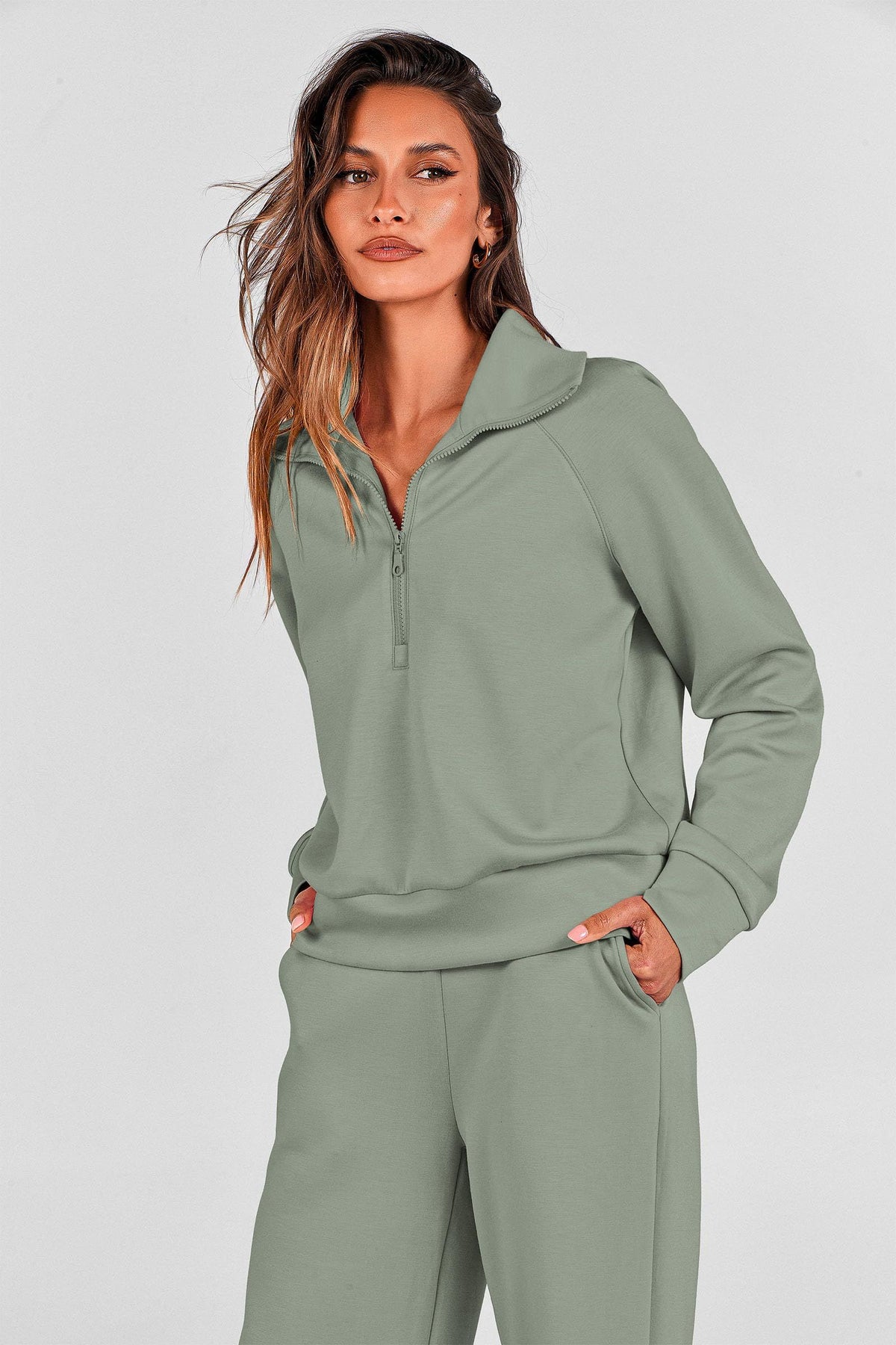 Women’s 2-Piece Lounge Set for Daily Errands, Gym Workouts & Relaxed At-Home Wear, XXL (Sage Green)