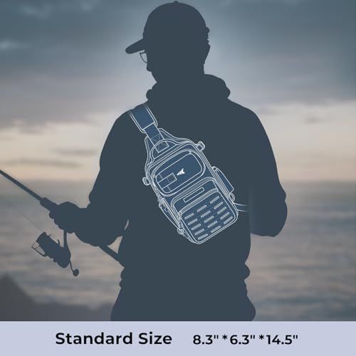 Fishing Sling Bag for Anglers, Perfect for Remote Fishing Adventures, Hiking, Kayaking (Olive Green)
