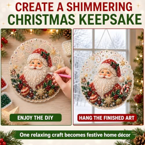 3D Pearl Diamond Painting Hanging Ornament Kit for Christmas Home Decor, DIY Festive Art (red)