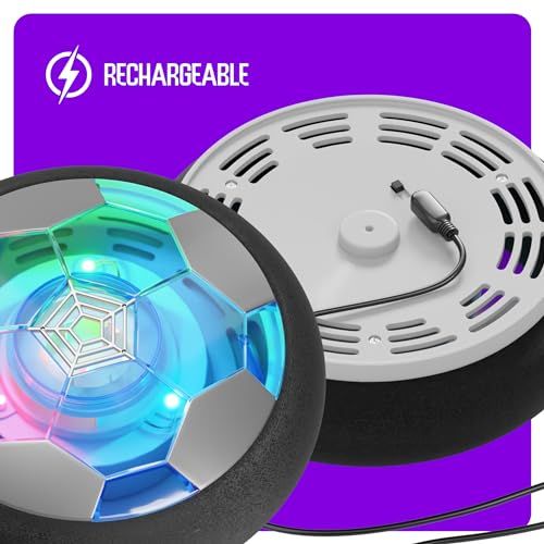 Indoor Hover Soccer Ball for Kids 5-12, Light-Up Fun for Birthday Gifts and Games (iridescent transparent)