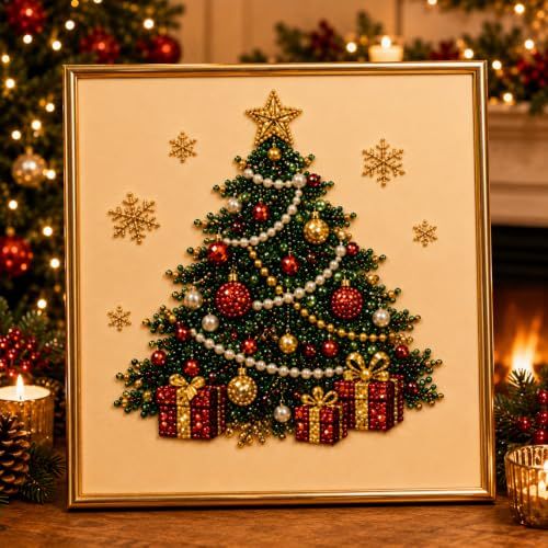 DIY Pearl Art Kit for Holiday Decor – Create Festive Christmas Keepsakes for Home Display (Red)