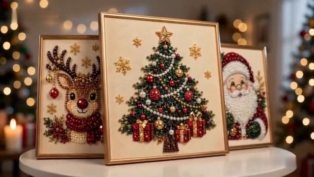 DIY Pearl Art Kit for Holiday Decor – Create Festive Christmas Keepsakes for Home Display (Red)