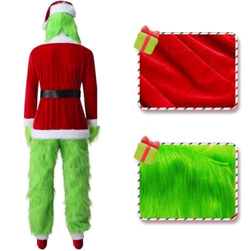 Adult Green Monster Christmas Santa Costume Set for Holiday Parties, Cosplay & Themed Events, M (Green)