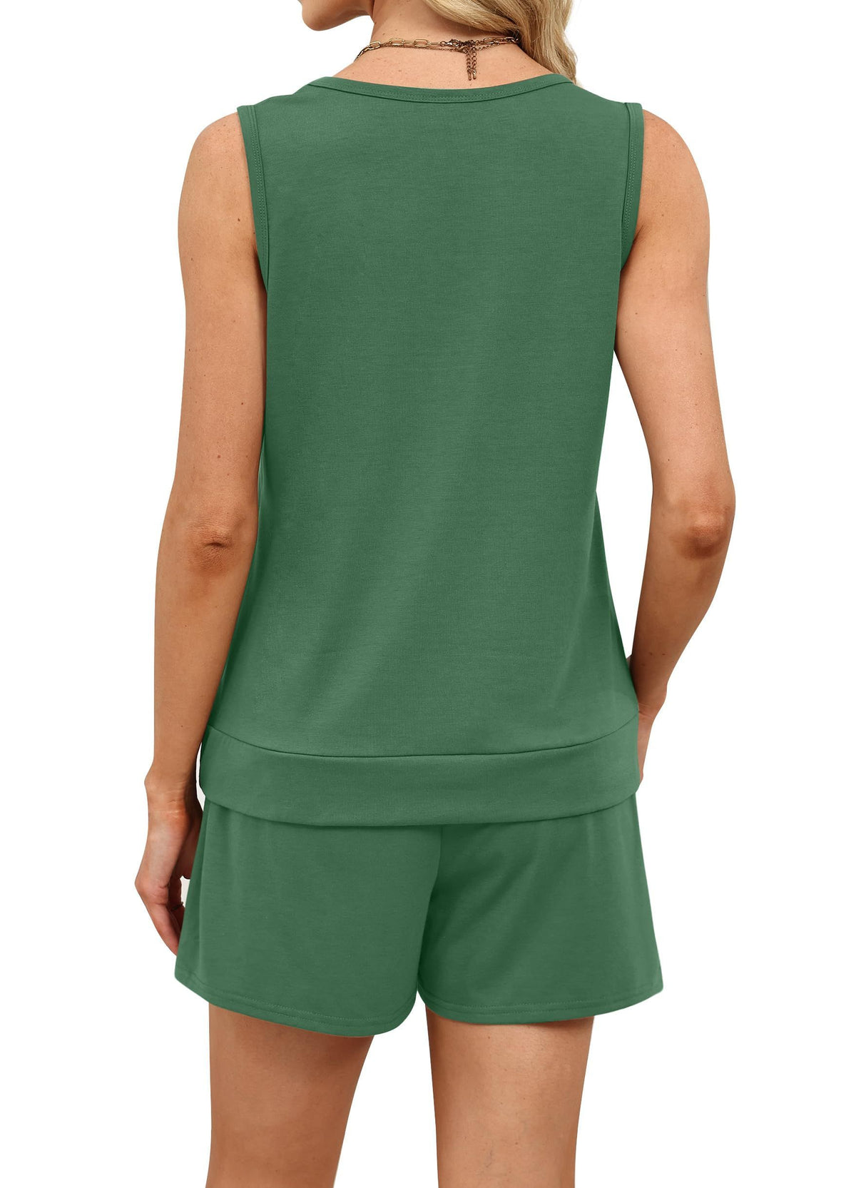 Women's Summer 2-Piece Set for Lounging, Errands, and Casual Outdoor Activities, XL (Dark Green)