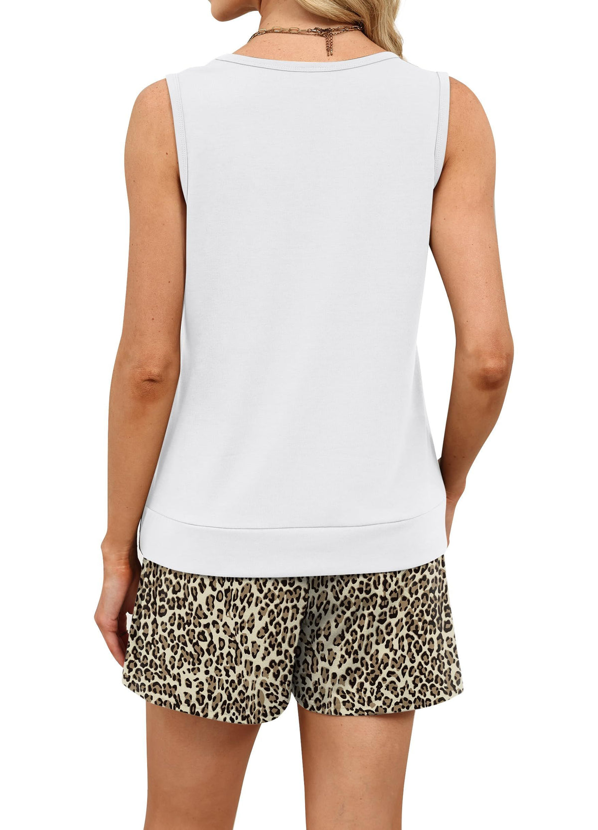 Women's 2-piece summer set, casual tank top and shorts for daily wear, lounging and outdoor activities, L (White)