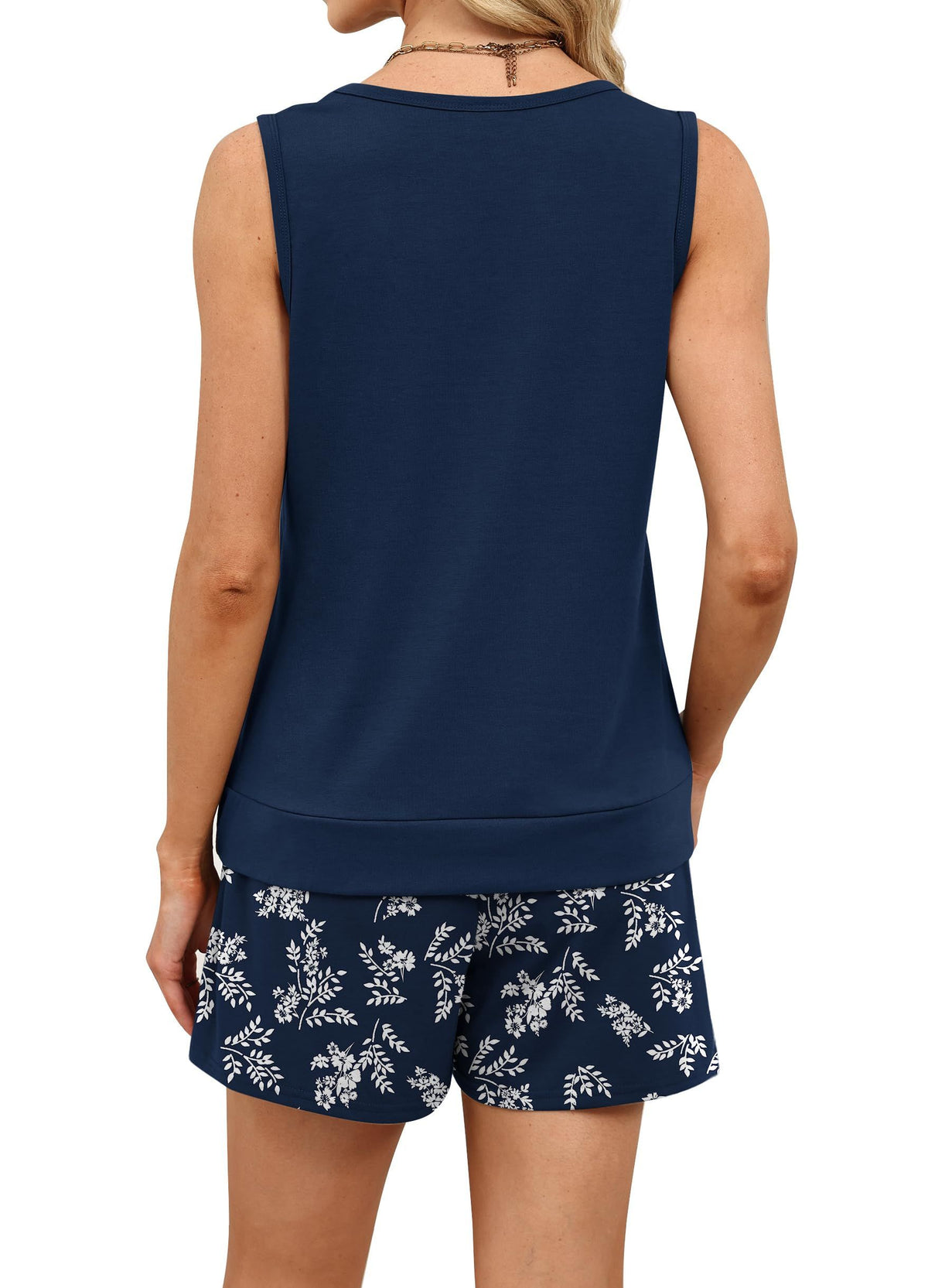Women's 2-Piece Summer Set for Casual Lounging, Daily Errands & Outdoor Activities, M (Navy Blue)
