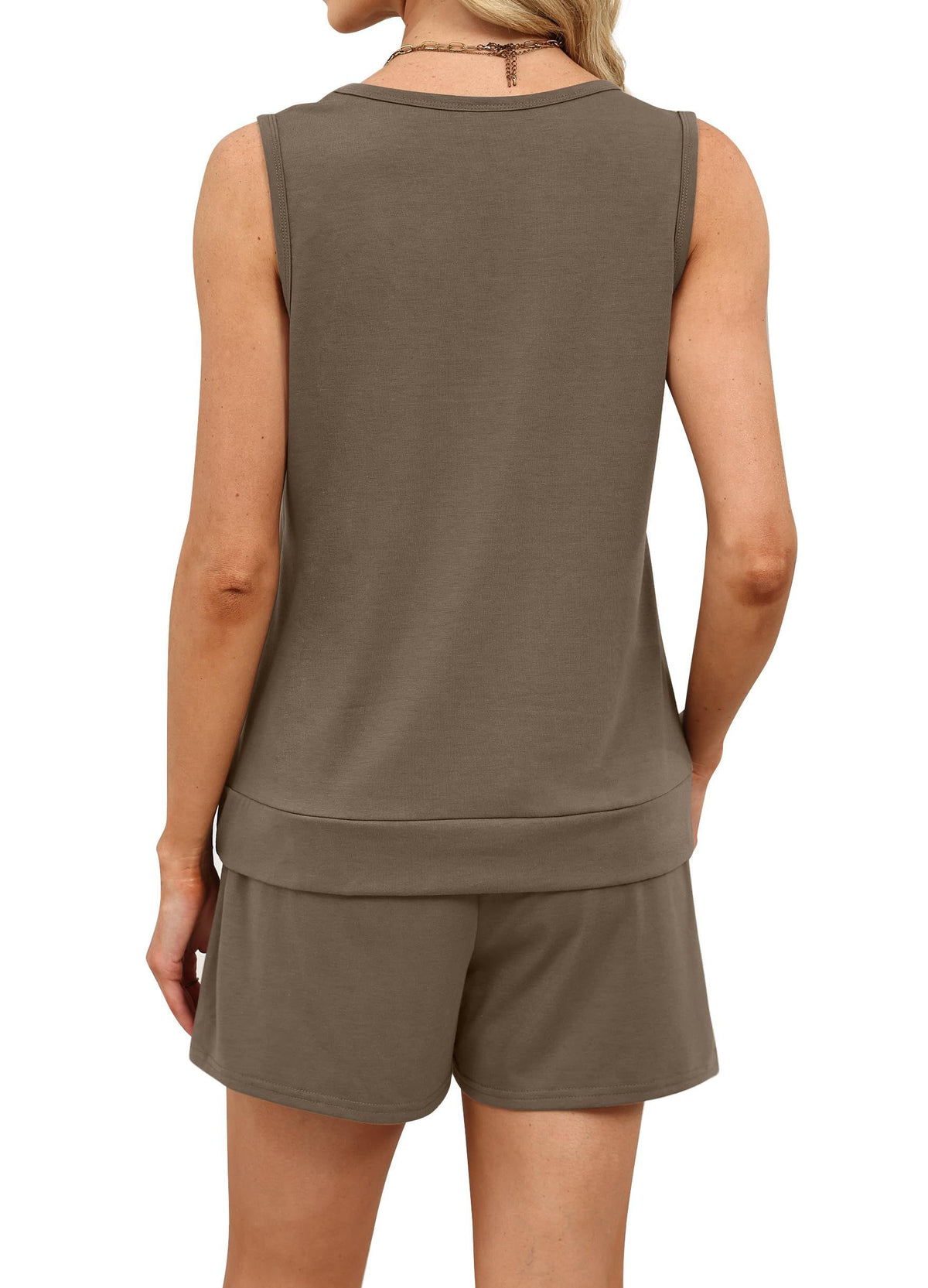 Women's Two-Piece Summer Loungewear Set for Home, Outdoor Activities & Casual Outings, S (taupe)