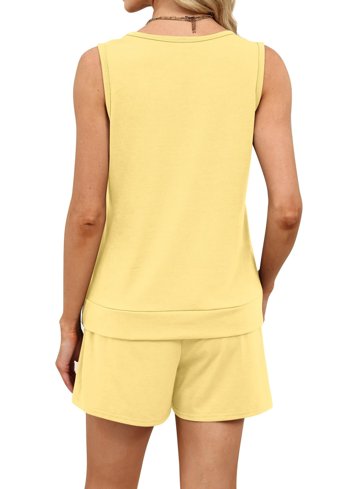 Women's Summer Two-Piece Outfit for Casual, Lounging & Daily Activities, L (Light Yellow)