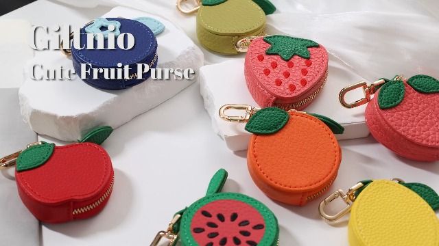 Cute Fruit Shaped Coin Purse Keychain for Backpacks, Handbags and Everyday Carrying (red)