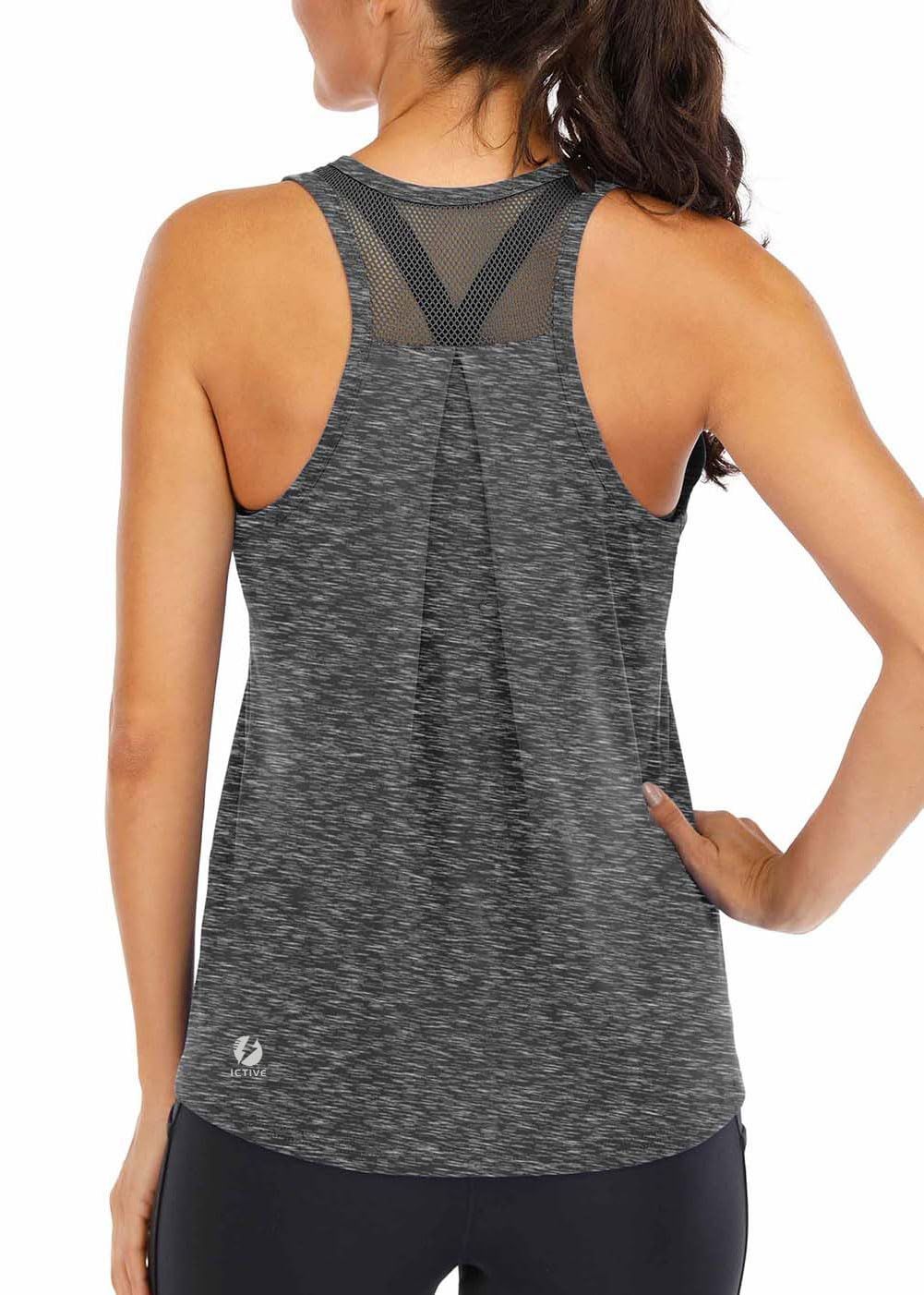 Women's Loose Racerback Tank Top – Ideal for Gym, Running, Yoga & All Fitness Activities, XXL (Dark Heather Gray)