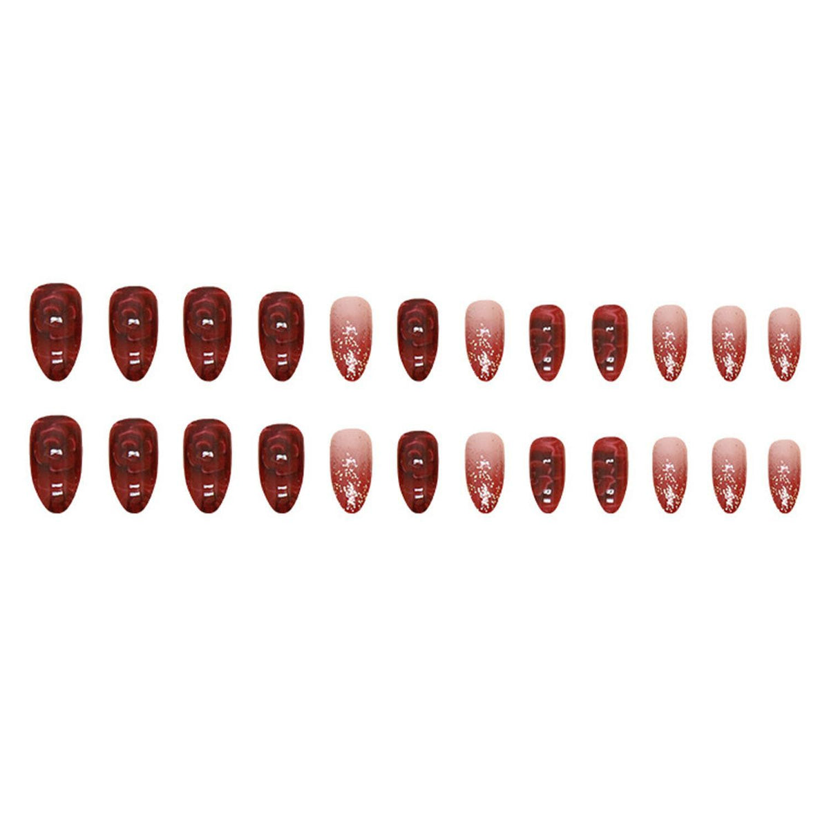 Luxury Press-On Nails for Weddings, Parties & Special Occasions, Ready to Wear Instantly (Dark Red)