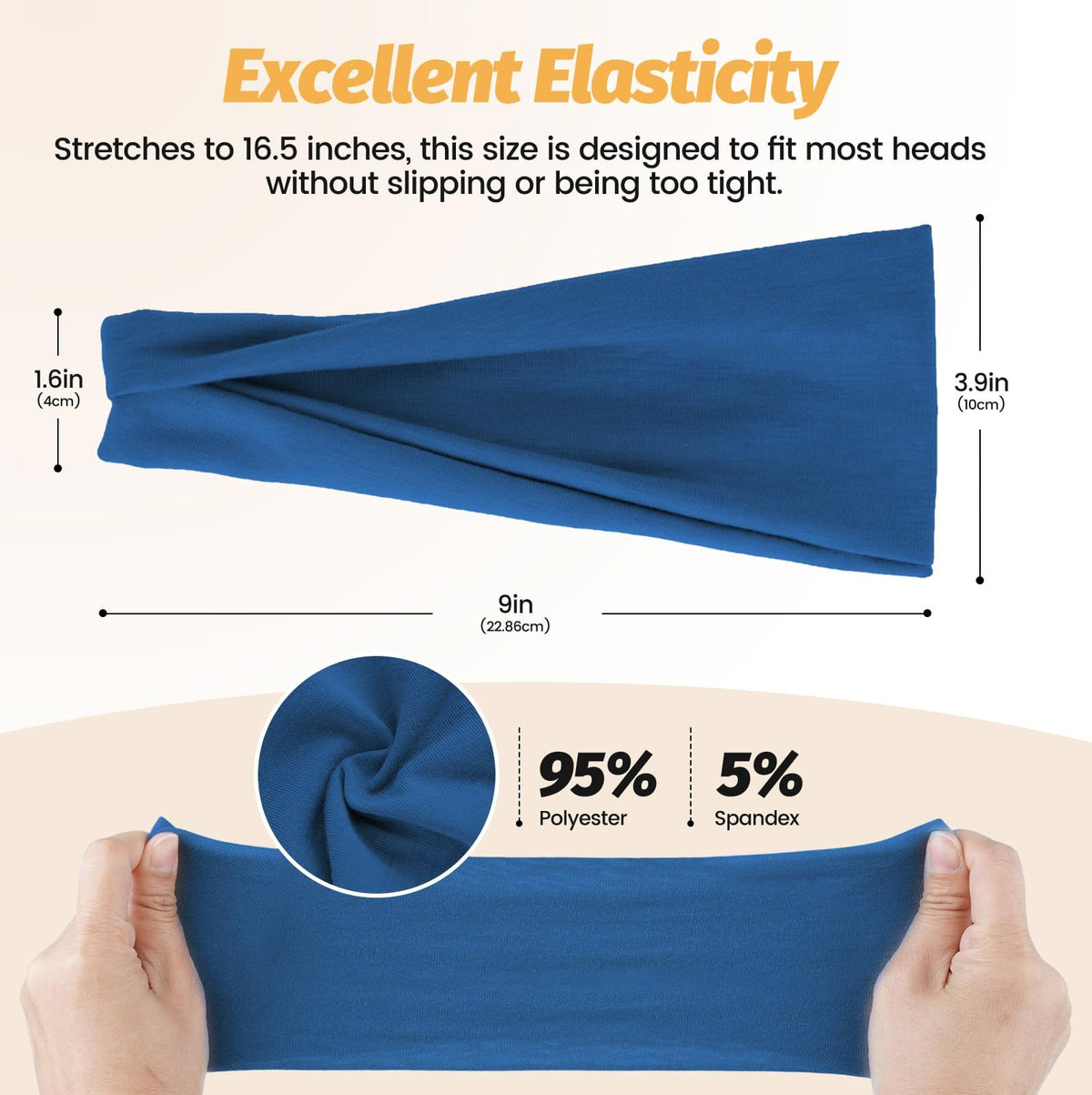 6-Pack Stretchy Headbands for Sports, Yoga, Workout, Daily Use & More (blue)