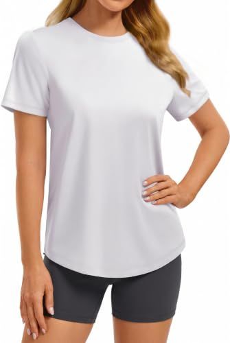 Versatile Soft Short-Sleeve Crewneck T-Shirt For Workout, Gym & Daily Casual Wear, L (white)