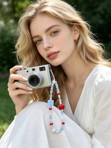 2-Piece Beaded Wrist Straps for Phone, Camera, Bag and Keychains (Red)
