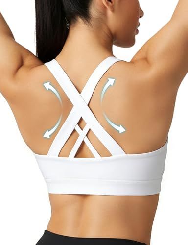 High-support Cross-back Sports Bra For Yoga, Running, Gym Workouts, S (white)