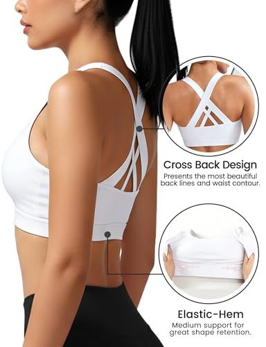 High-support Cross-back Sports Bra For Yoga, Running, Gym Workouts, S (white)