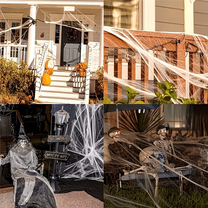 Spider Web Decor Halloween Spider Web Black Spiders Halloween Decorations - White - Size 01