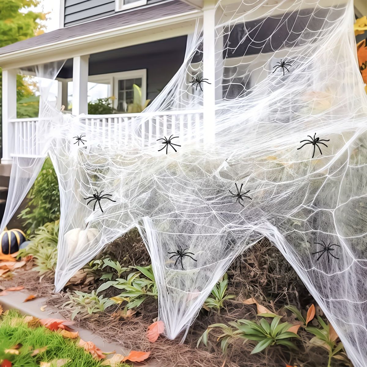 Spider Web Decor Halloween Spider Web Black Spiders Halloween Decorations - White - Size 01