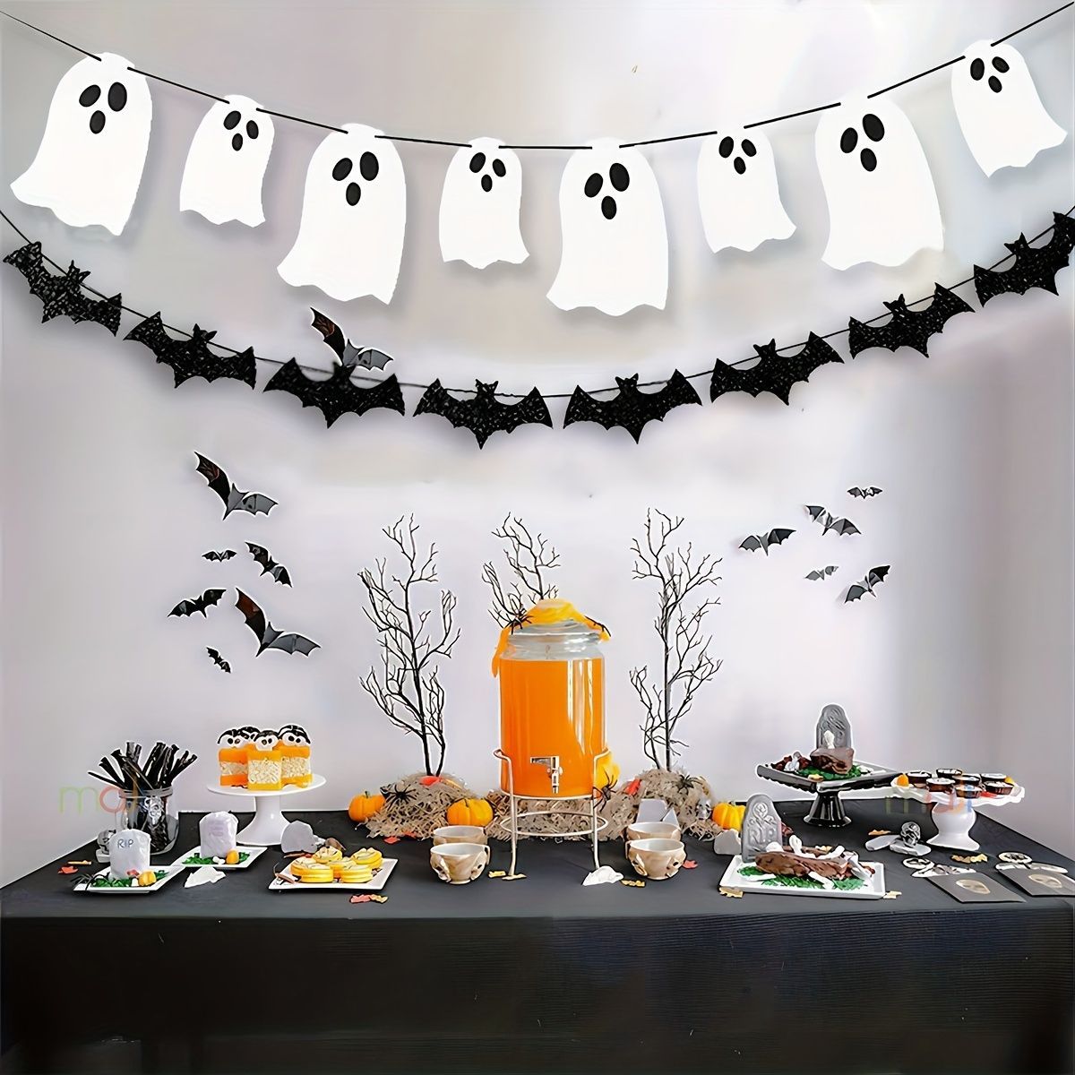 Halloween Bunting Ghost Decoration Party Supplies Halloween Party Spooky Decor - White -  2