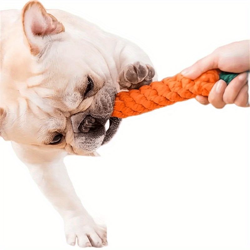 Durable Rope Dog Toy Interactive Dog Toy Tug Of War Toy Heavy Duty Dog Chew Toy - Orange - Size 01