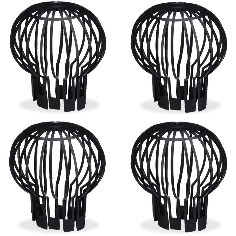 Downspout Cover, 4-pack, Plastic Basket, Leaf Catcher for Gutter, Rain Pipe Cover, Gutter Cover, Ø 13 cm, black