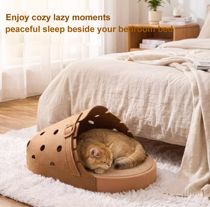 Brown Slipper Cat Scratcher Board with Jute Mat