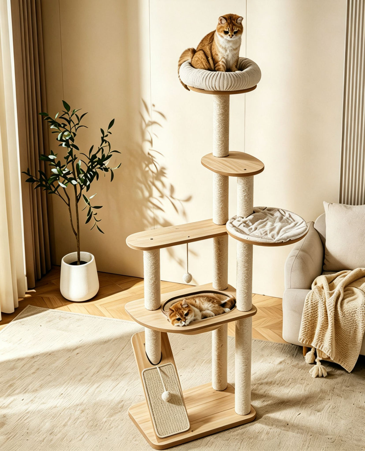 Scandinavian Gray Felt Cat Tree (Large)