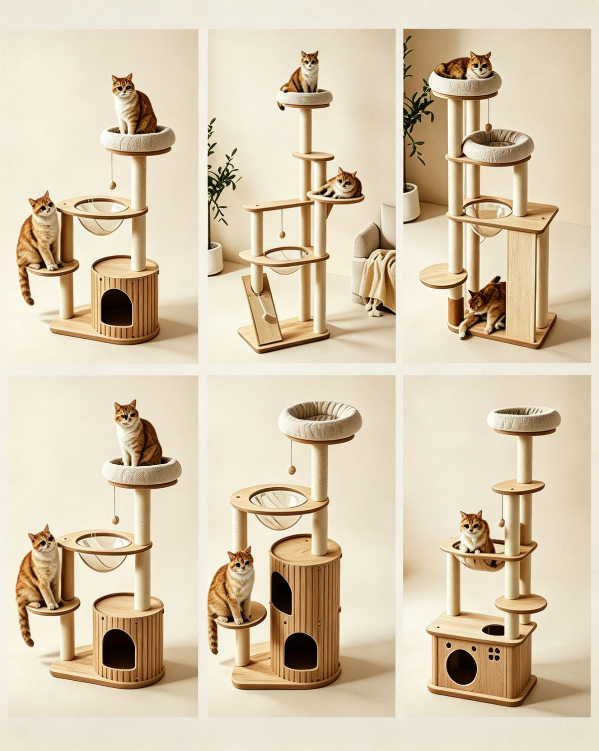 Scandinavian Gray Felt Cat Tree (Large)