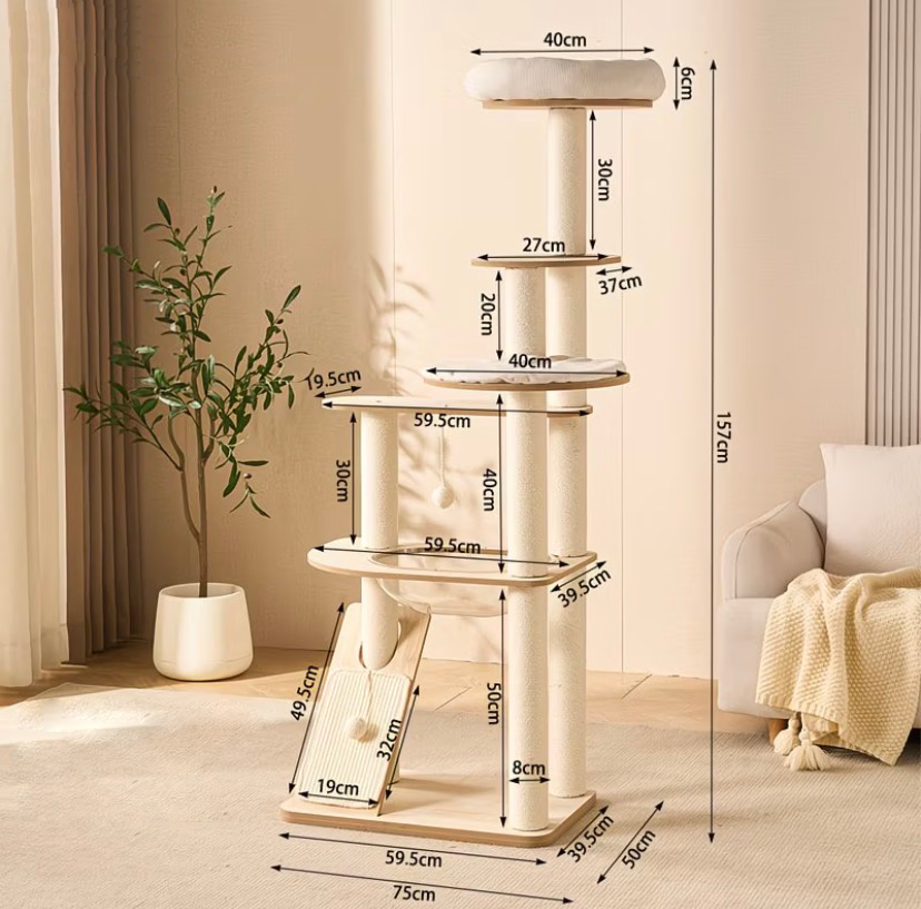 Scandinavian Gray Felt Cat Tree (Large)