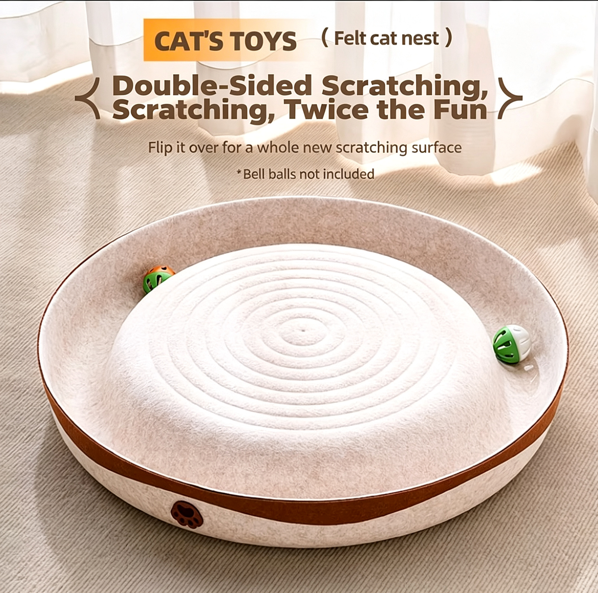 Oval Cat Scratcher Board with Teaser Wand
