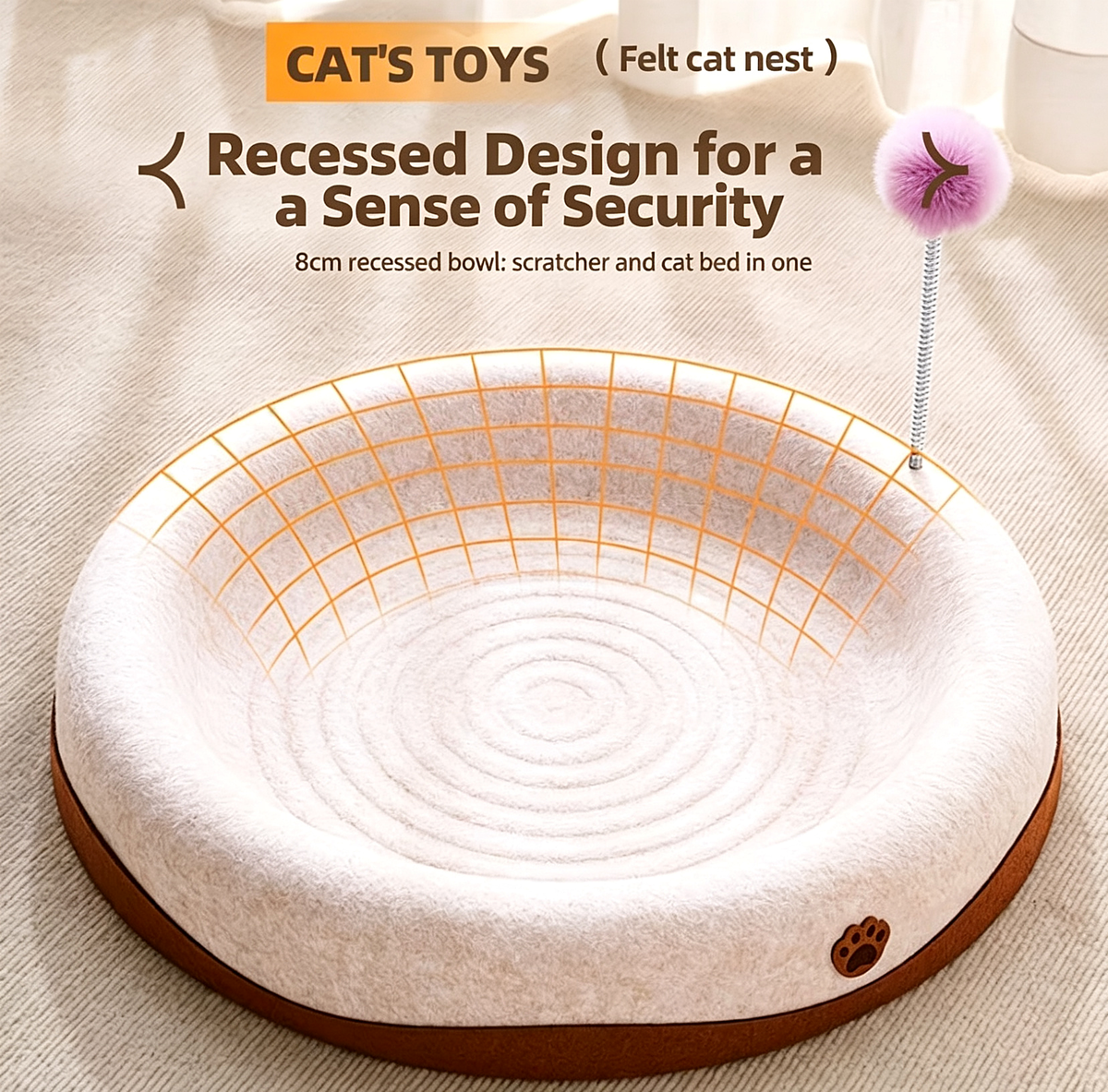 Oval Cat Scratcher Board with Bell Ball