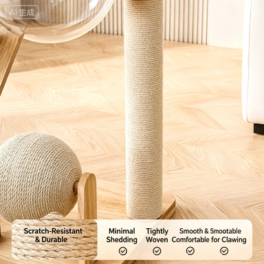 Rubber Wood & Acrylic Cat Tree (Tall)