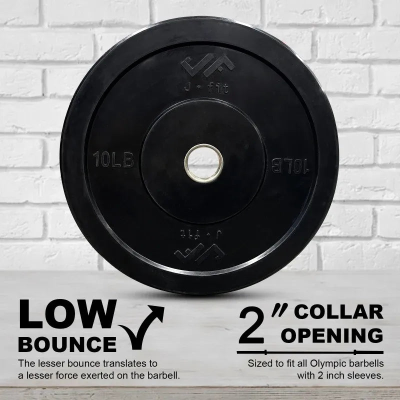JFIT Black Olympic Bumper Plate 10LB 25LB 35LB 45LB — 35LB/16KG
