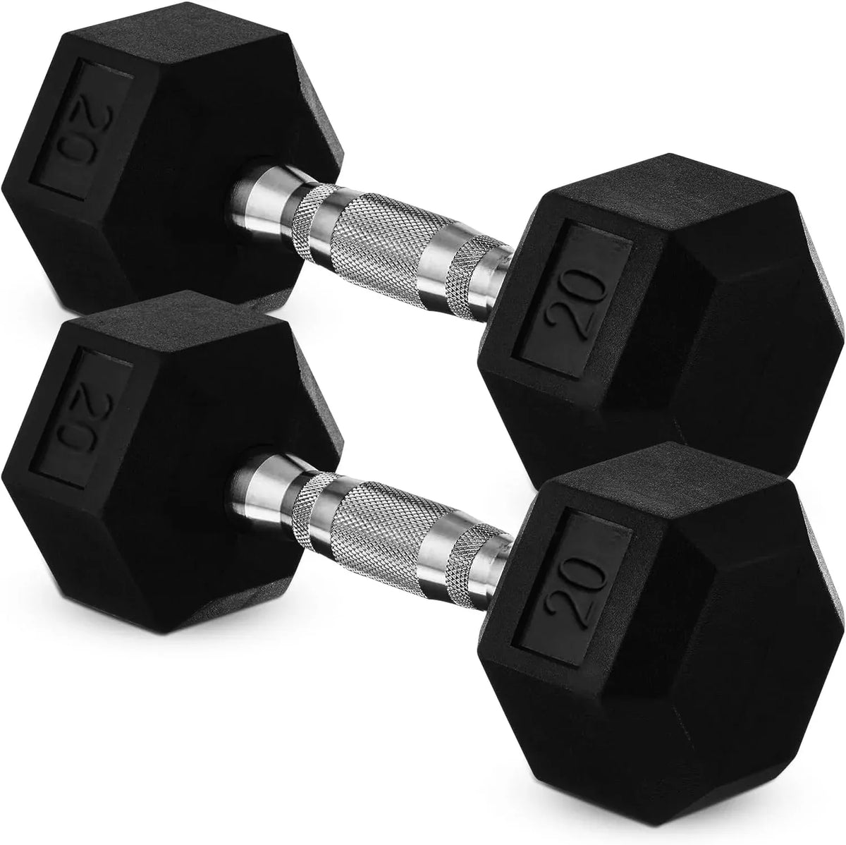 20lb to 45lb Rubber Coated Hex Dumbbells (sold in pairs) — Pair of 25LB / ~11.5kg