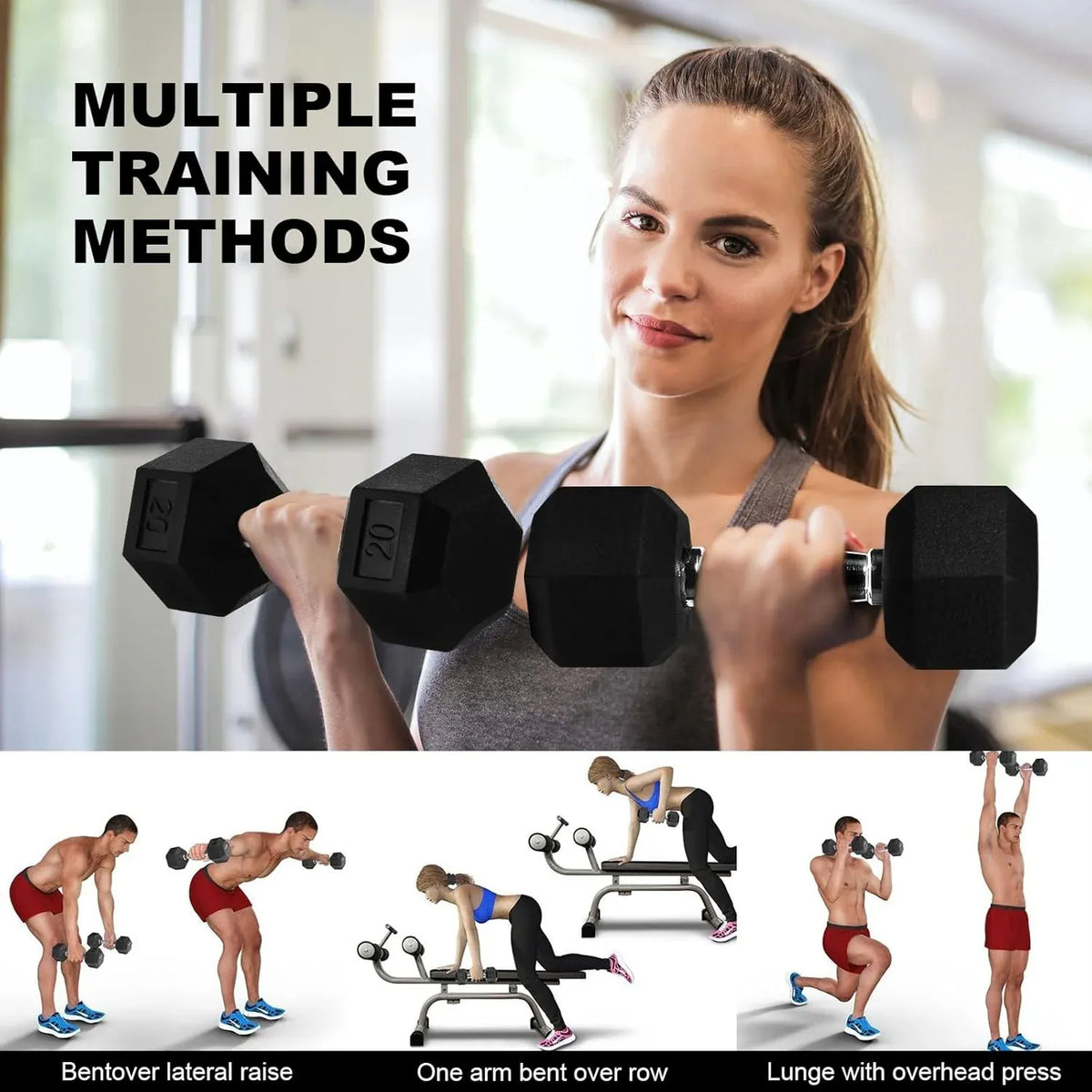 20lb to 45lb Rubber Coated Hex Dumbbells (sold in pairs) — Pair of 30LB / ~13.5kg
