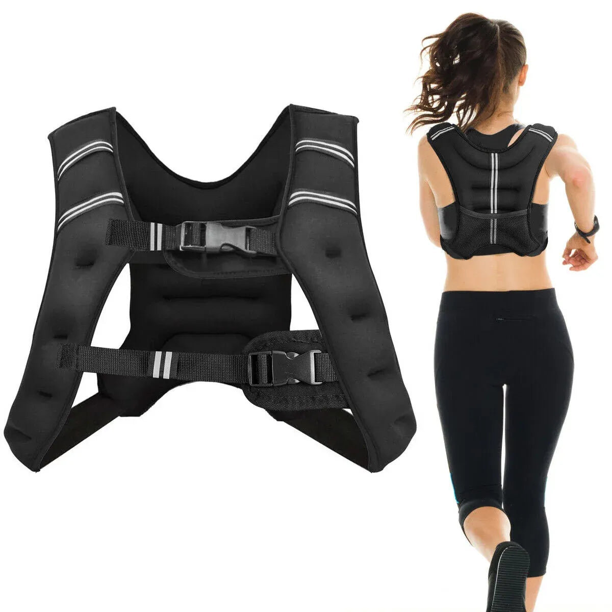Weighted Vest With Mesh Pocket & Adjustable Buckle — 3kg / Black