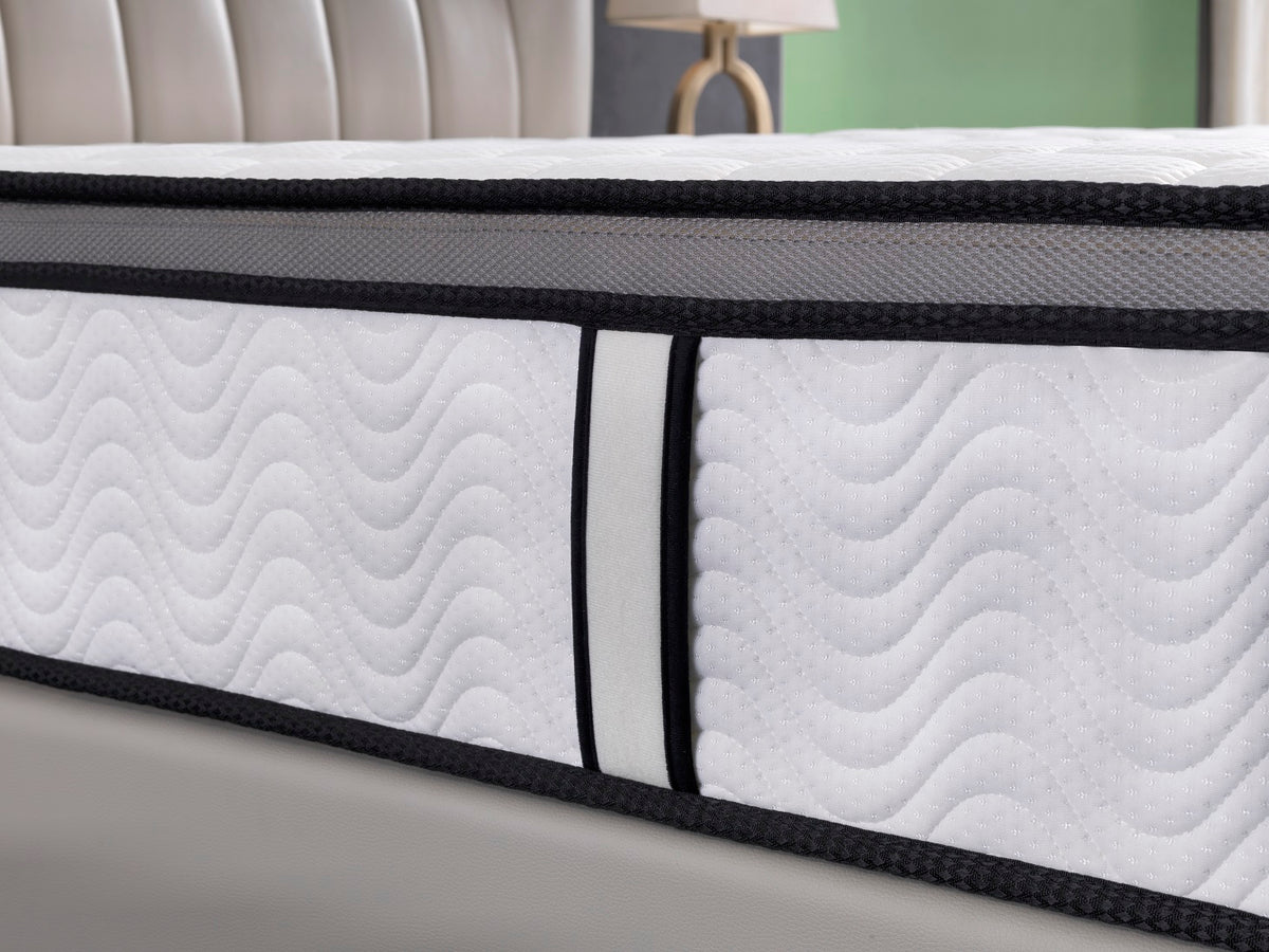 Ergopedic Mattress 5 Zone Latex Pocket Spring Mattress In A Box 30cm - Double - White  Grey  Black