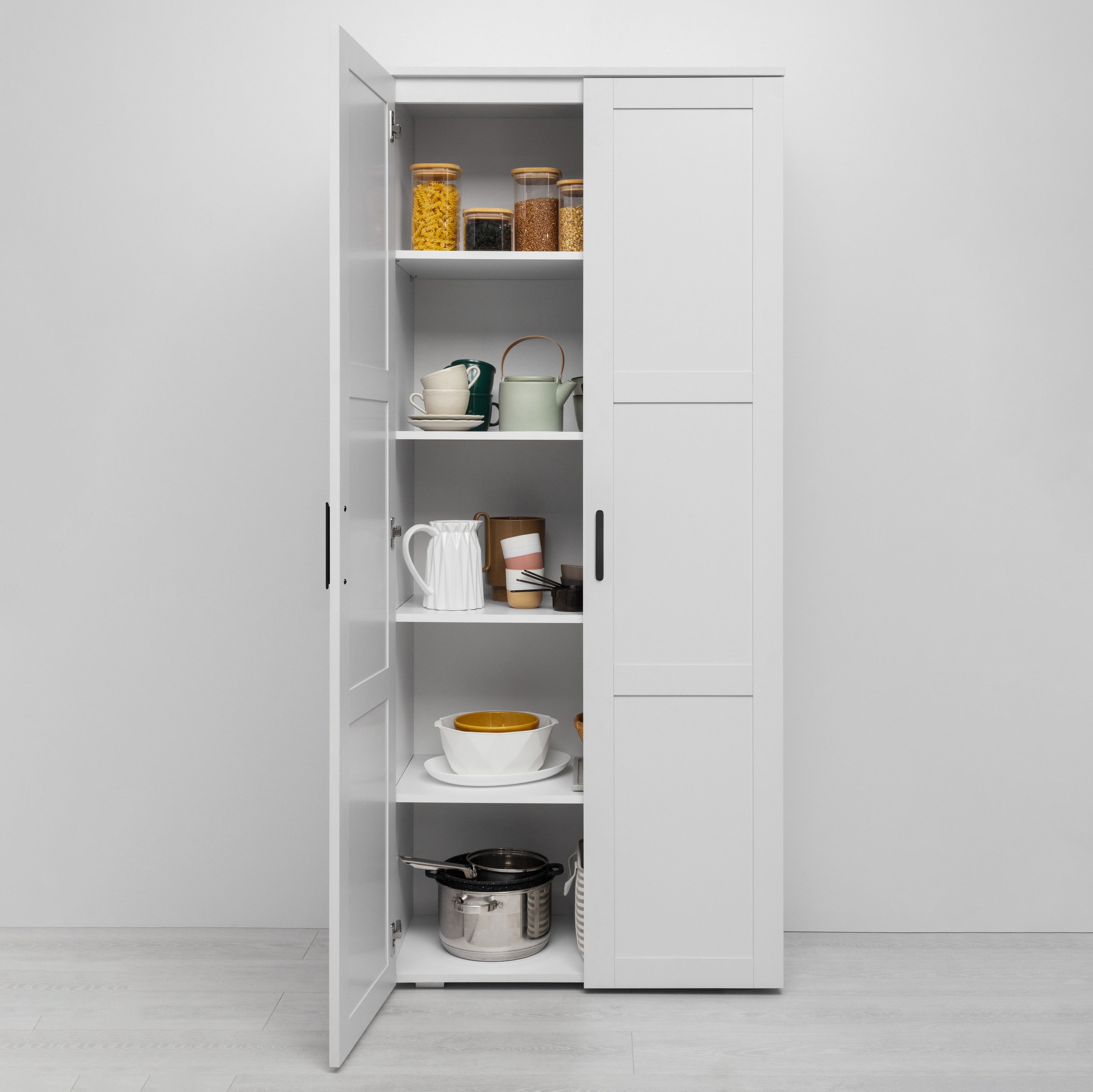 STOCKHOLM STORAGE CUPBOARD HAMPTONS - WHITE - OVAL BLACK