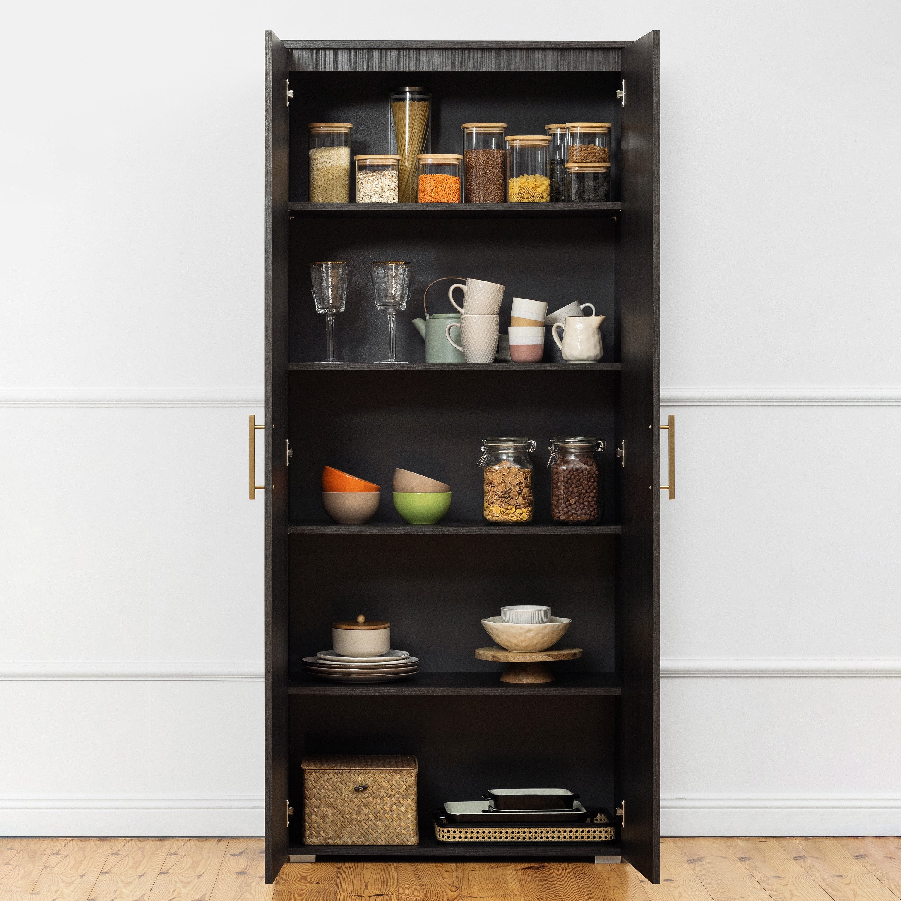 STOCKHOLM STORAGE CUPBOARD CLASSIC - NORDIC ASH - SQUARE BRASS