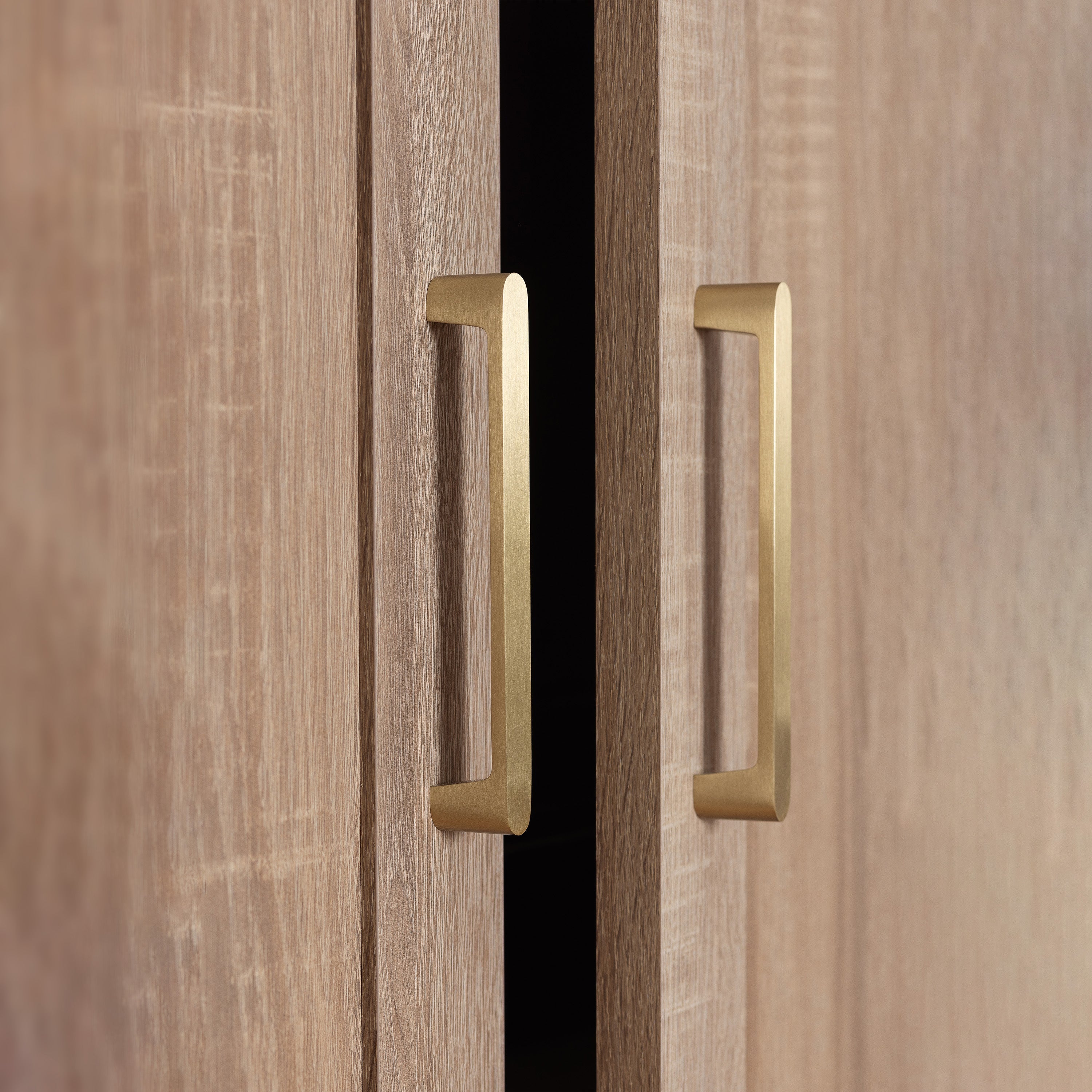 STOCKHOLM STORAGE CUPBOARD HAMPTONS - NATURAL OAK - SCANDI BRASS