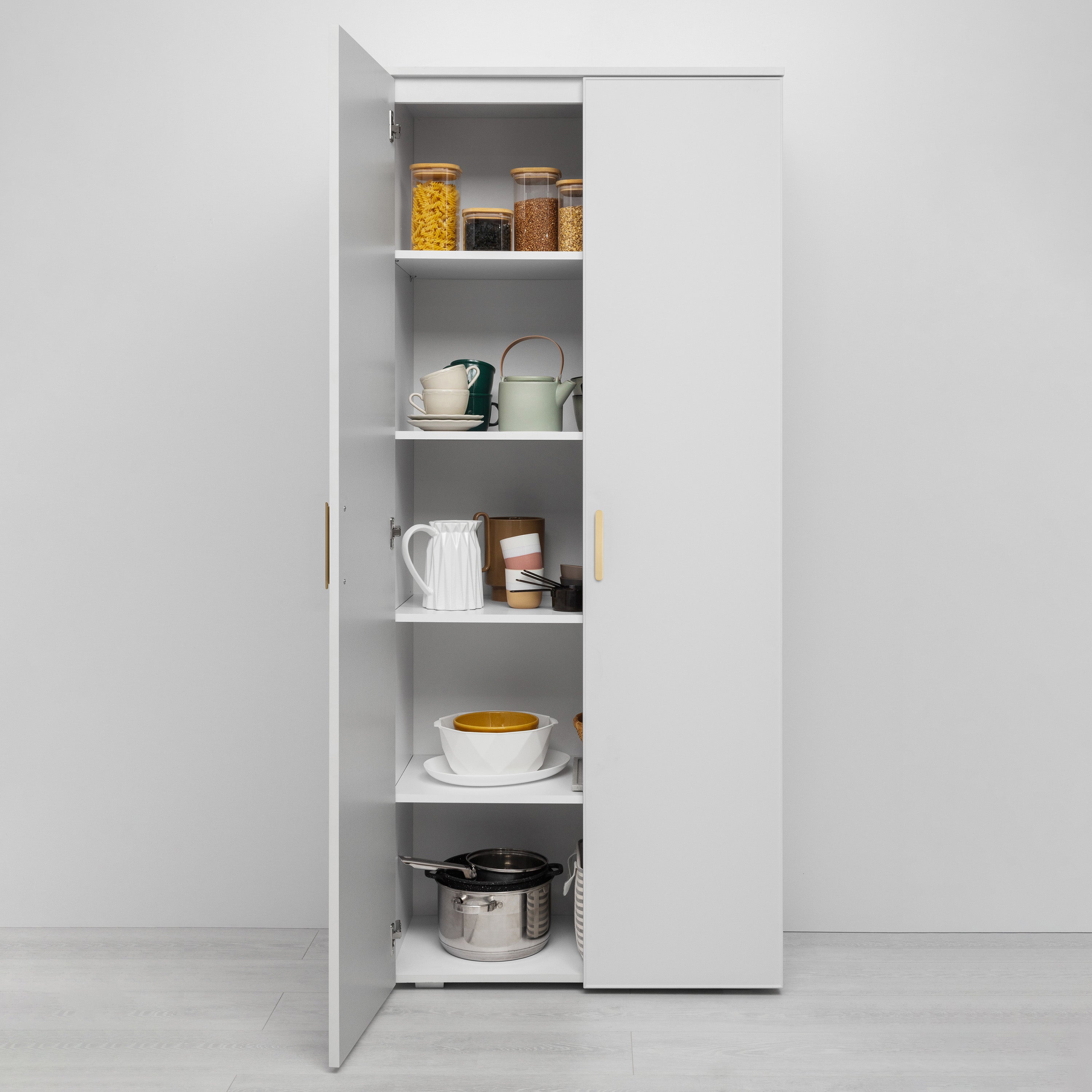 STOCKHOLM STORAGE CUPBOARD SLIM - WHITE - OVAL BRASS