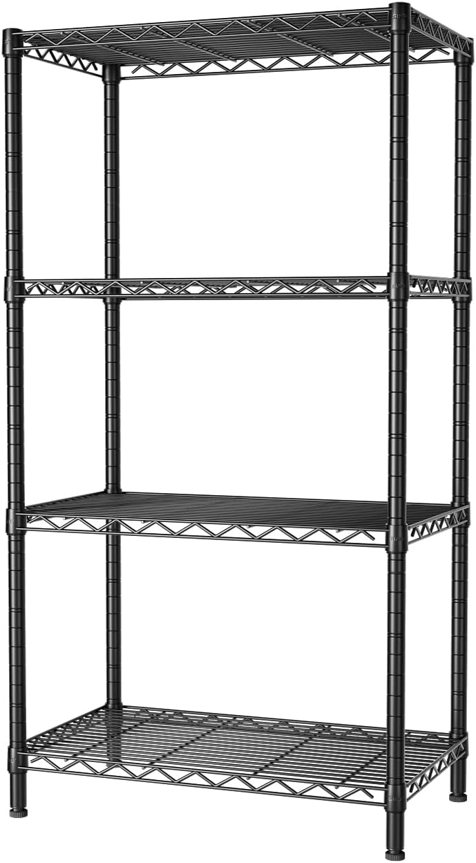 CARLA HOME 4-Tier Adjustable Metal Storage Shelves Wire Rack Organizer for Kitchen, Pantry, Bathroom or Laundry Room (60cm W x 40cm D x 140cm H)