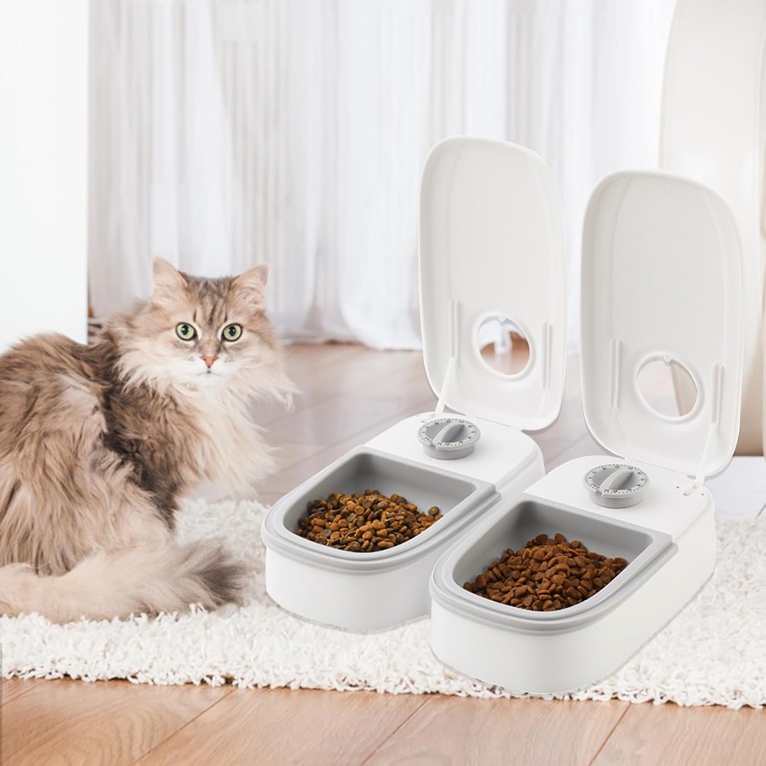 CARLA HOME 2 Meal Automatic Pet Feeder with Timer for Cat & Dog Wet & Dry Food (Dual Bowl 700ML)
