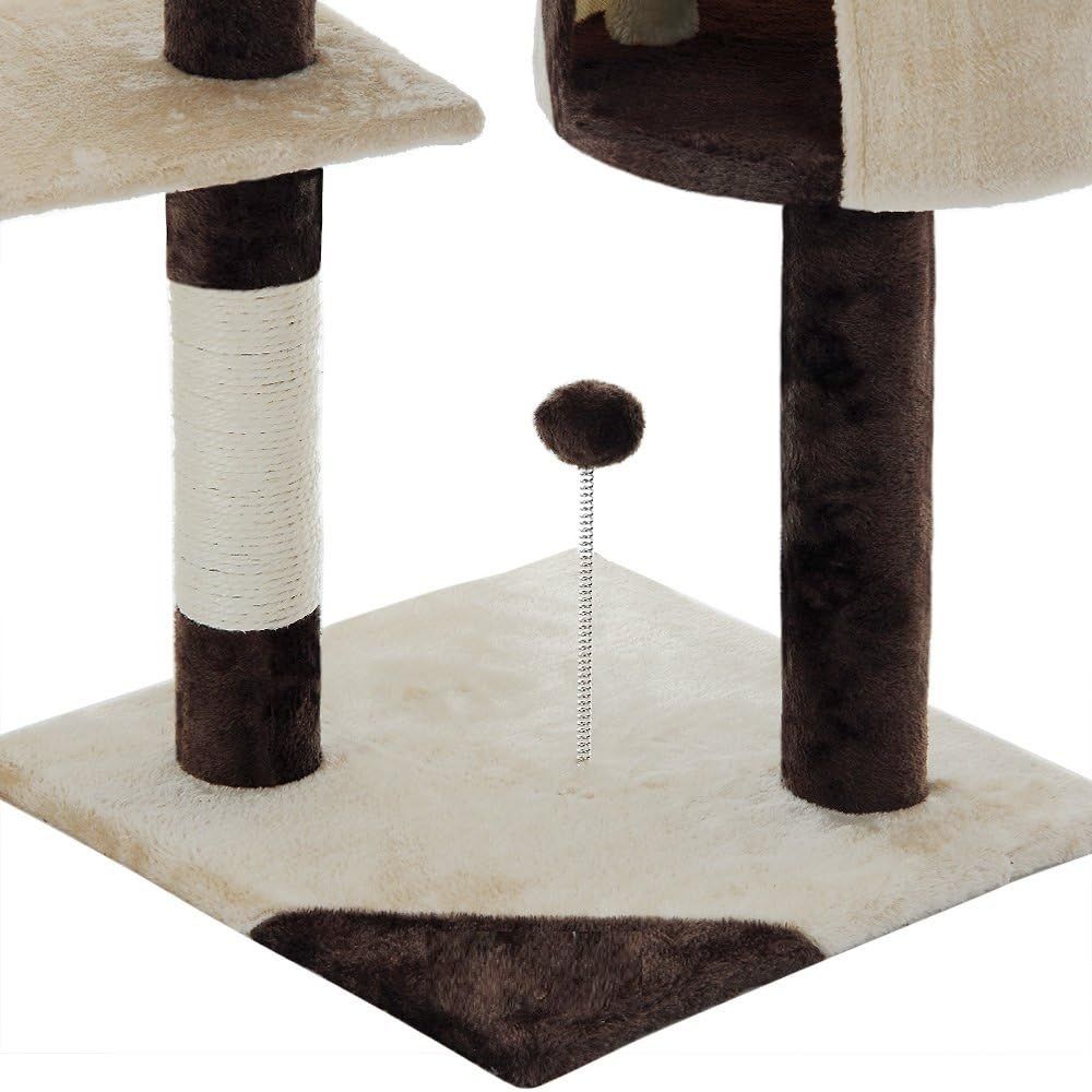CARLA HOME 140cm Cat Tree for Indoor Cats with Plush Perch, Sisal Scratching Posts & Condo for Kittens & Adult Cats (Beige)