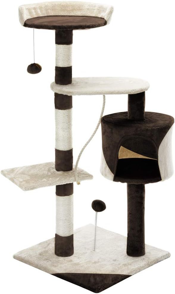 CARLA HOME 140cm Cat Tree for Indoor Cats with Plush Perch, Sisal Scratching Posts & Condo for Kittens & Adult Cats (Beige)