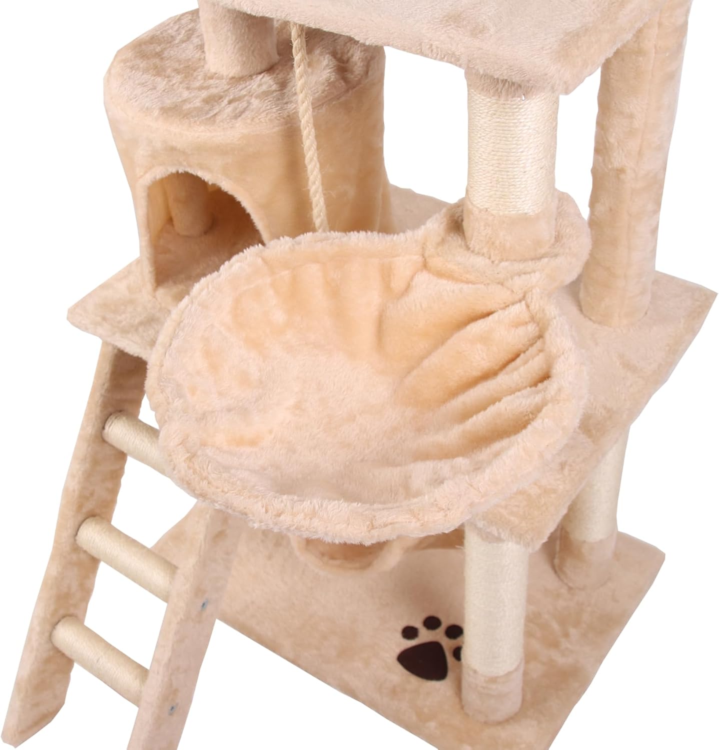 CARLA HOME 141cm Cat Tree Tower for Indoor Cats with Plush Perch, Ladder, Sisal Scratching Posts, Hammock & Condo for Kittens & Adult Cats (Beige)