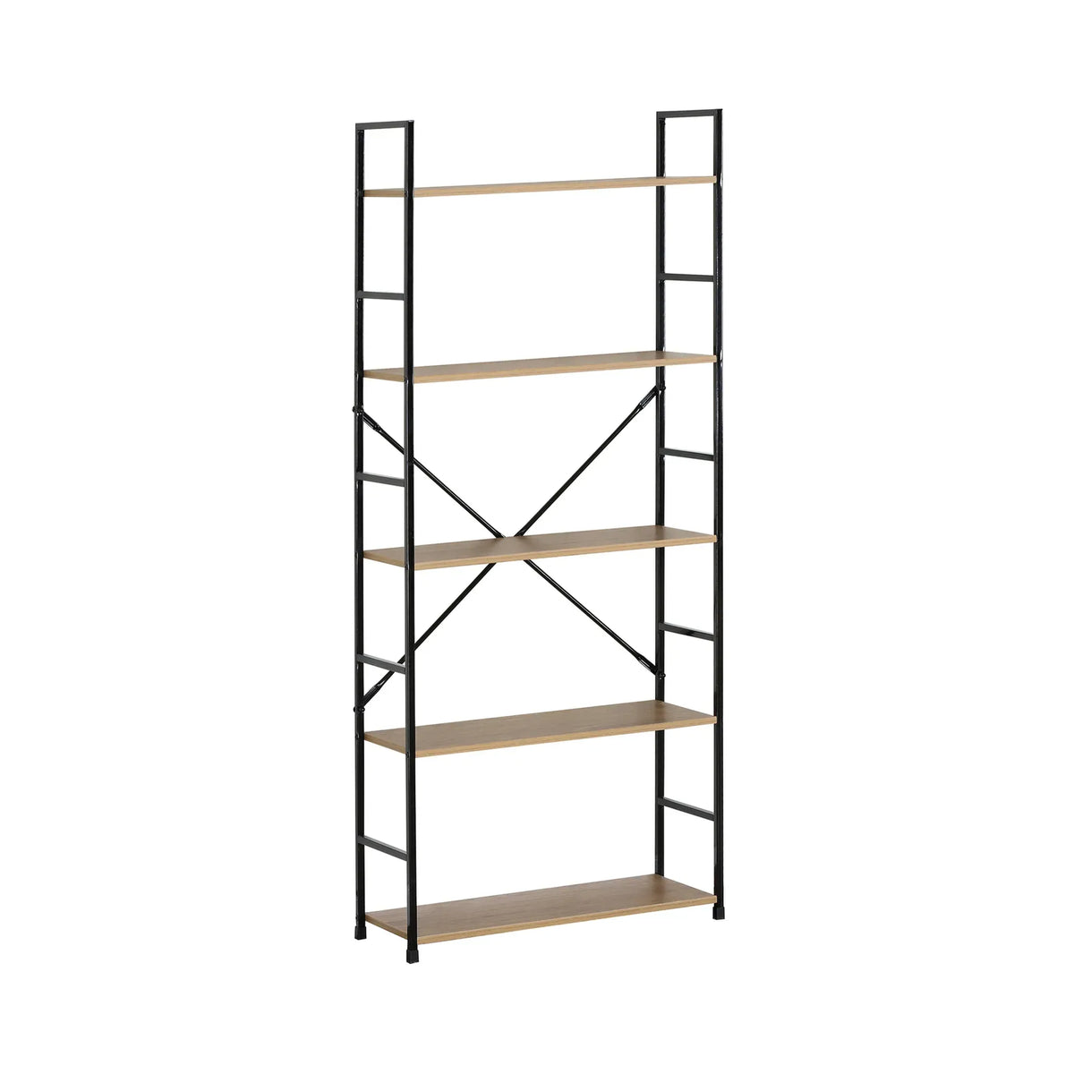CARLA HOME 5 Tier Bookshelf - Industrial Display Shelf - Brown - Rustic - Steel - Living Room Office