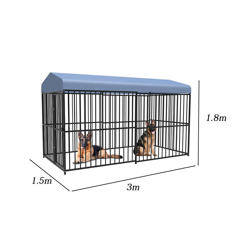 Pawhub Heavy Duty Dog Cage Black Metal Kennel Indoor Outdoor 3M