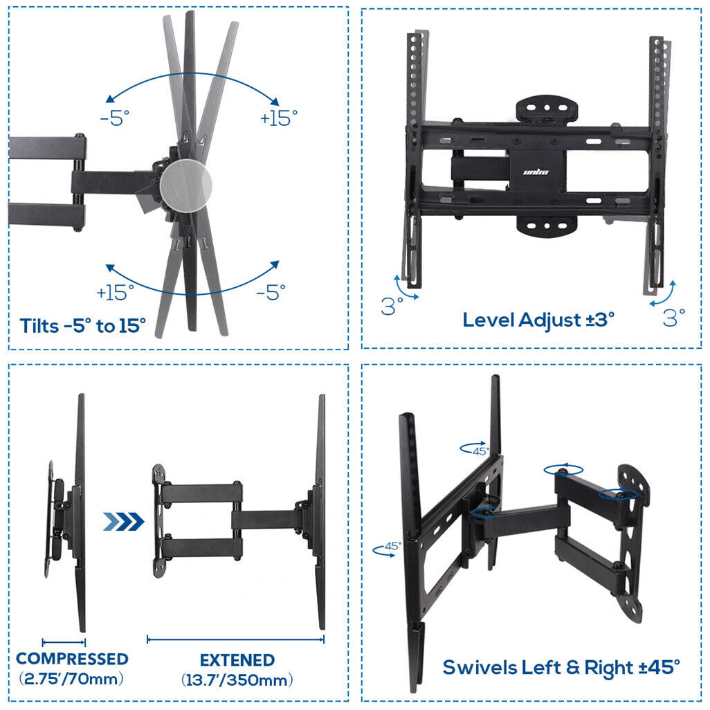 Full Motion TV Wall Mount Bracket 27-55 for Samsung TCL Hisense