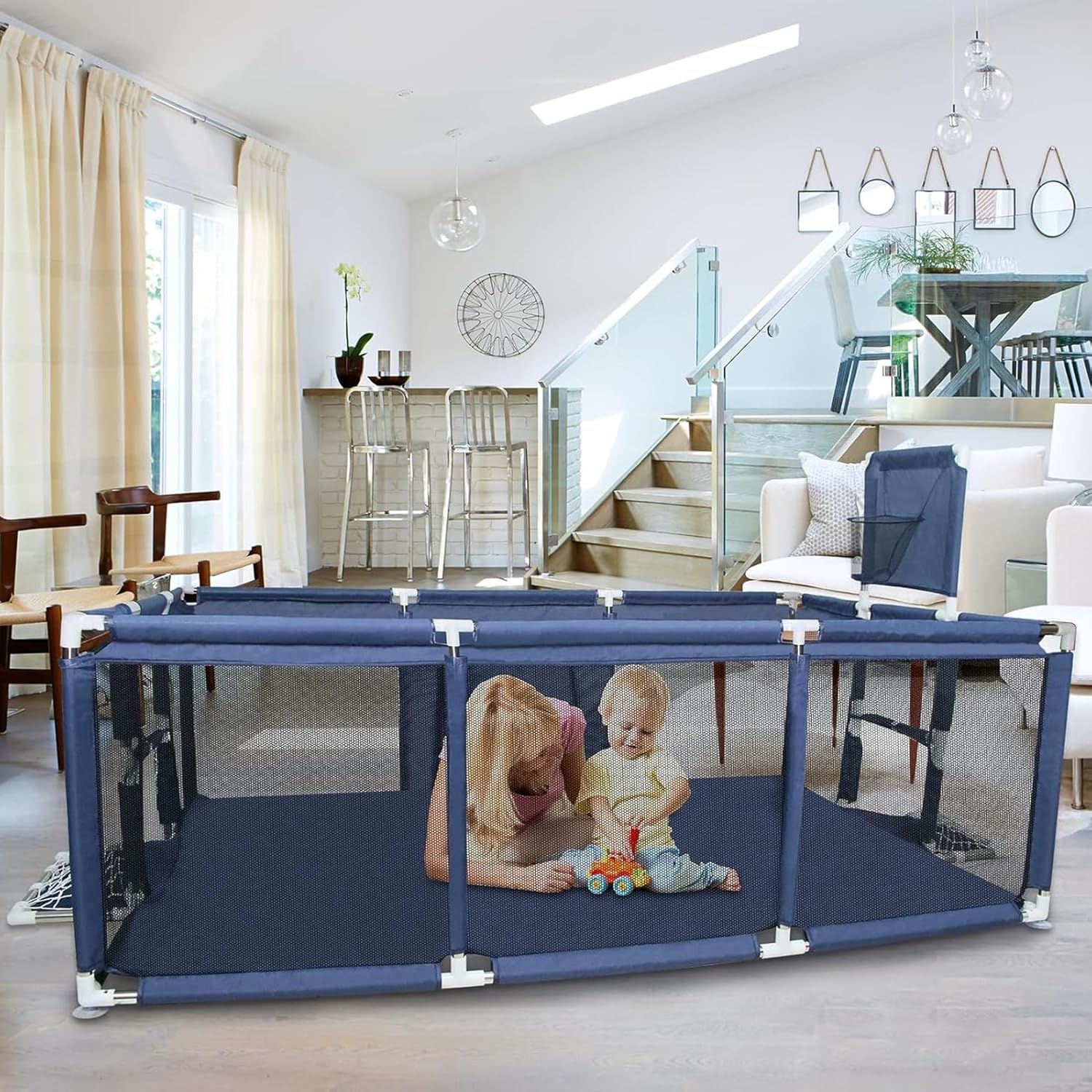 Baby Playpen Safety Gate Dark Blue